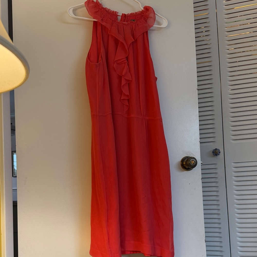 Elegant Coral Layered Gauzy Dress